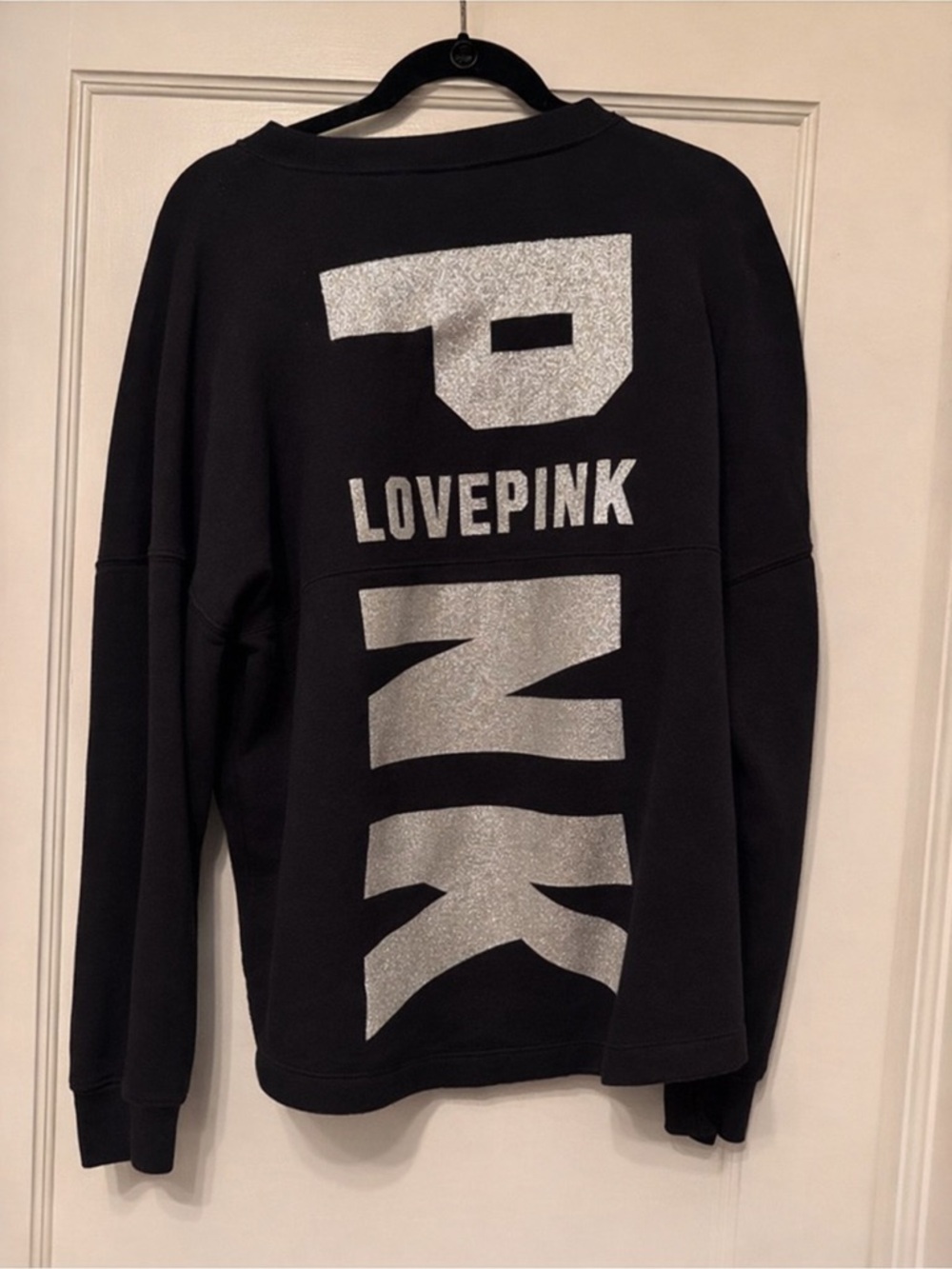 PINK Victoria's Secret Black Crewneck Sweatshirt with Logo Tag